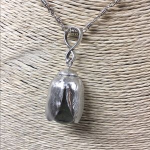 Sterling Silver Tulip Pendant Prehnite Gemstone